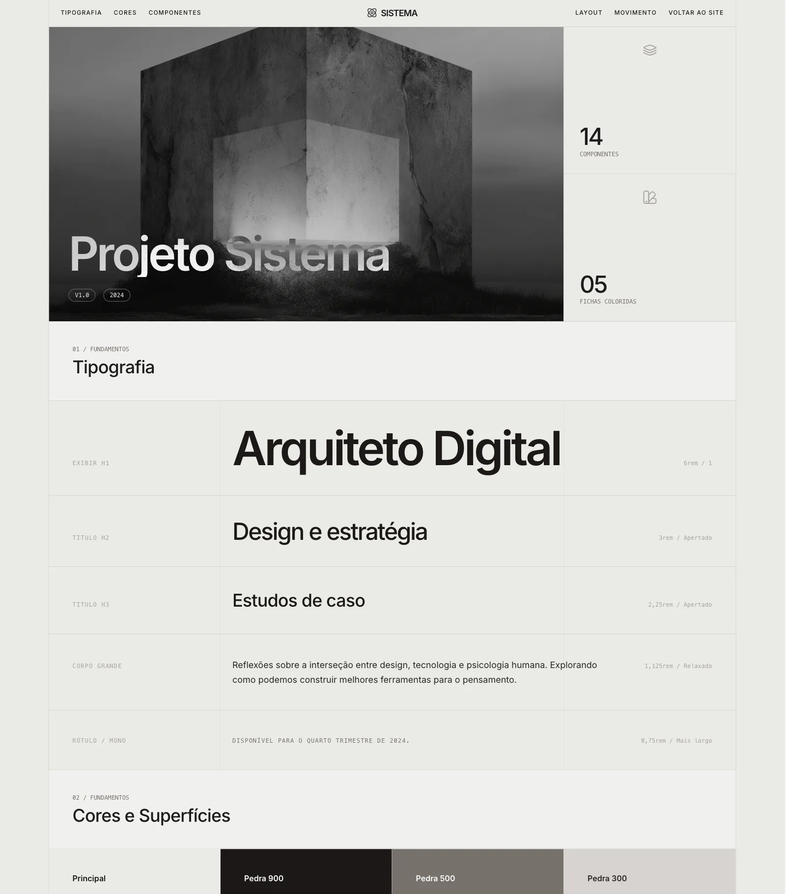 Preview de interface escura com componentes web