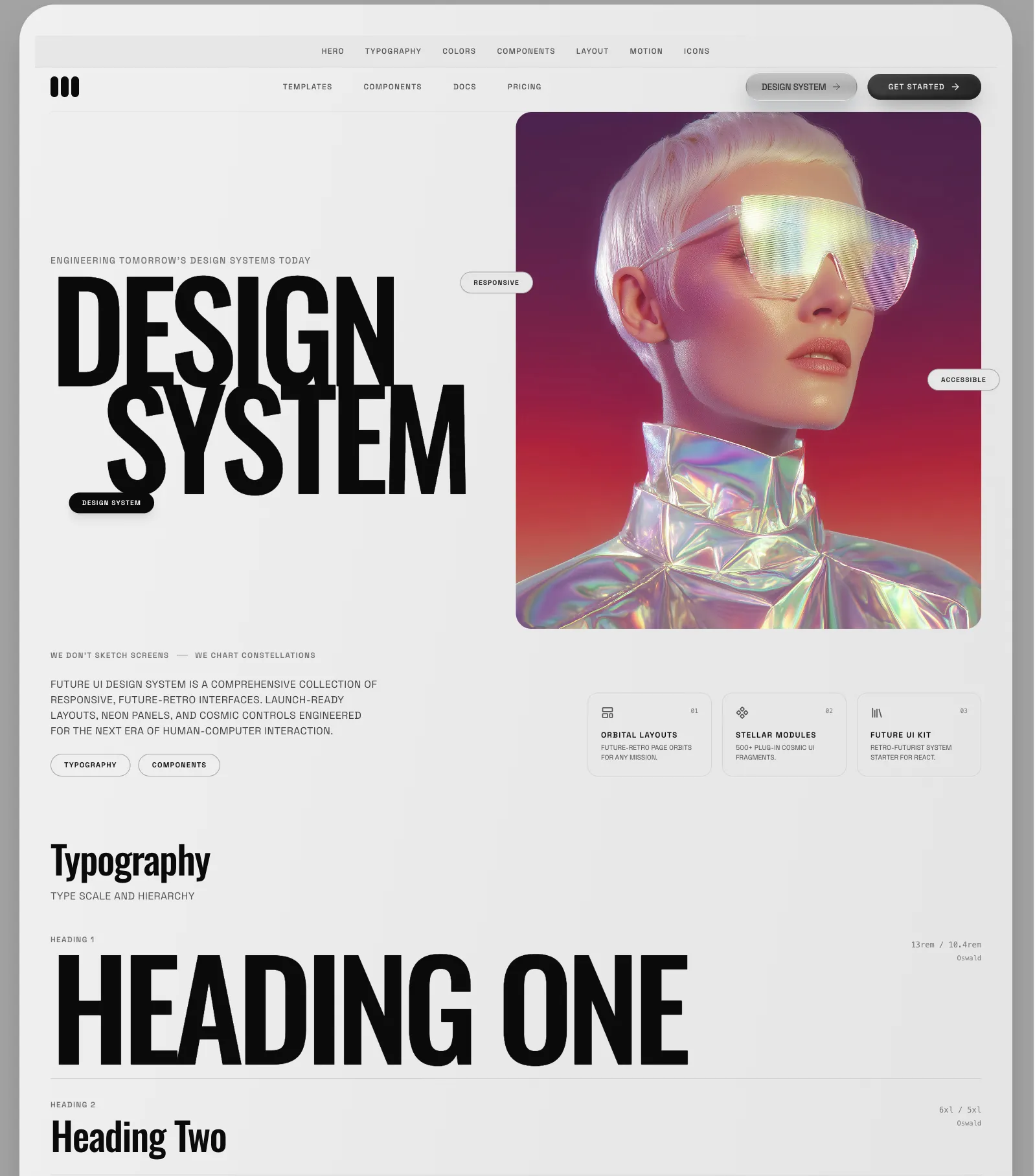 Preview de landing page com paleta clara